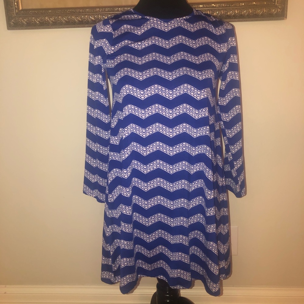 Royal Blue Flowy Chevron Dress